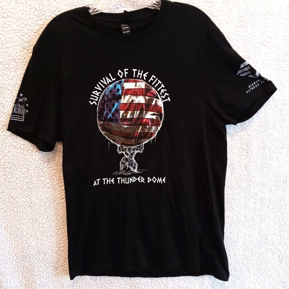 Fort Bliss Mens Black Medium /Survival of the Fittest Fitness Training T Shirt
